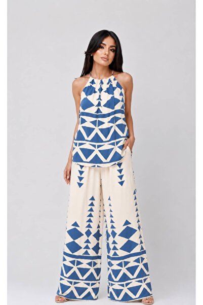 ELAY Fashion Women's Patterned Wide-Leg Two-Piece Set