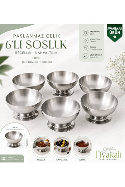 Fiyakalı Ürünler Atölyesi 6-Piece Stainless Steel Presentation Bowl Set with ...