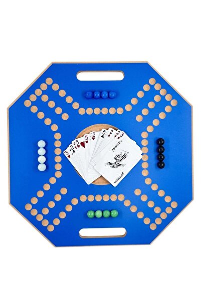 FUNZ لعبة جاكارو الخشبية لـ 4 لاعبين مع كرات زجاجية وبطاقات، مقاس 39×39 سم، ل...