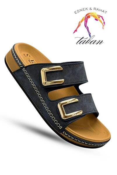 Moda Anna Papuci de damă - Papuci de damă cu bandă velcro, confortabili, cu t...