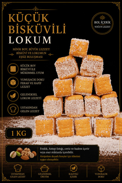 küçük bisküvili lokum glutensiz 1 KG
