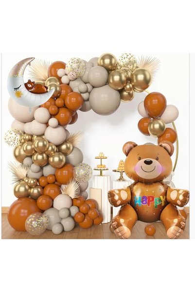 ALYA Party Cute Teddy Bear Moon & Teddy Bear Foil Balloon Birthday Set