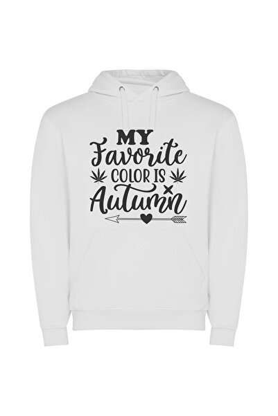 iLovePrints Autumn's Happy Favorite Quotes Φούτερ με κουκούλα σε χρώμα Λευκό