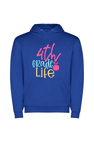 iLovePrints Grade 4 Apple Art Φούτερ με κουκούλα σε χρώμα Μπλε