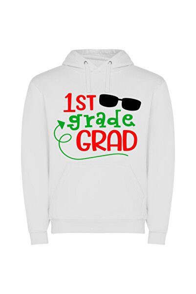 iLovePrints Grad's Sign and Kids Φούτερ με κουκούλα σε χρώμα Λευκό
