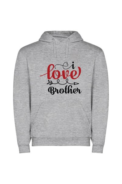 iLovePrints Fraternal Love: Red & Black Φούτερ με κουκούλα σε χρώμα Γκρι