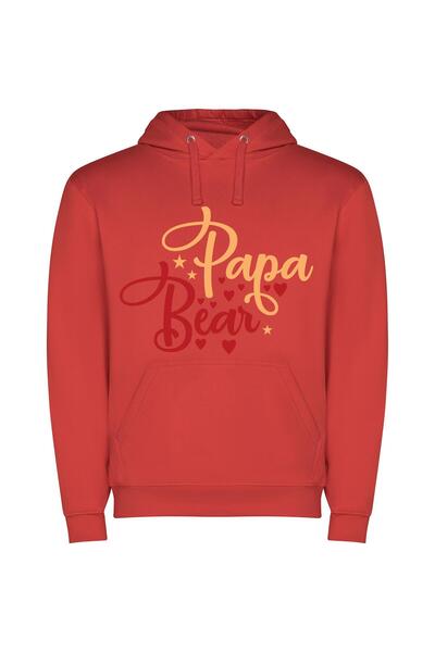 iLovePrints Adore Papa Bear Art Φούτερ με κουκούλα σε χρώμα Κόκκινο