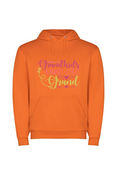iLovePrints Life, Loved and Grand Φούτερ με κουκούλα σε χρώμα Πορτοκαλί