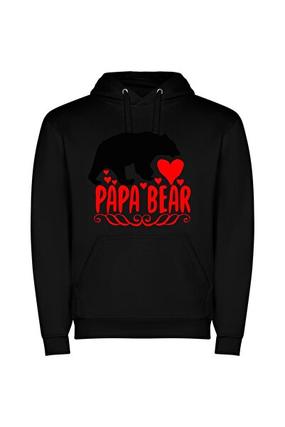 iLovePrints Heartfelt Bear Family Art Φούτερ με κουκούλα σε χρώμα Μαύρο