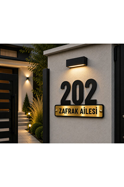 zafrakreklam Kişiye Özel Kapı Numarası ve Aile İsimliği – 20 × 30 cm | 4 mm K...