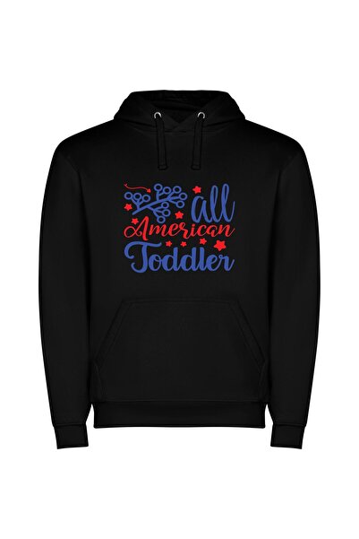 iLovePrints American Toddler's Total Portrait Φούτερ με κουκούλα σε χρώμα Μαύρο