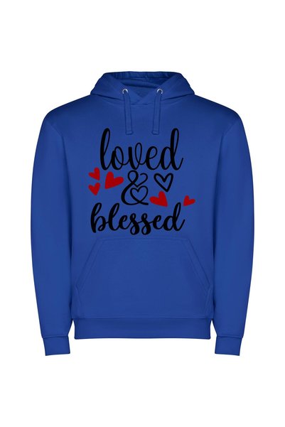 iLovePrints Blessed Love: Redefined Elegance Φούτερ με κουκούλα σε χρώμα Μπλε