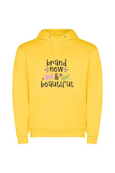 iLovePrints New & Stunning Design Φούτερ με κουκούλα σε χρώμα Κίτρινο