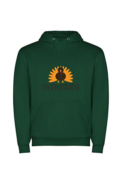 iLovePrints Exquisite November Turkey Φούτερ με κουκούλα σε χρώμα Πράσινο