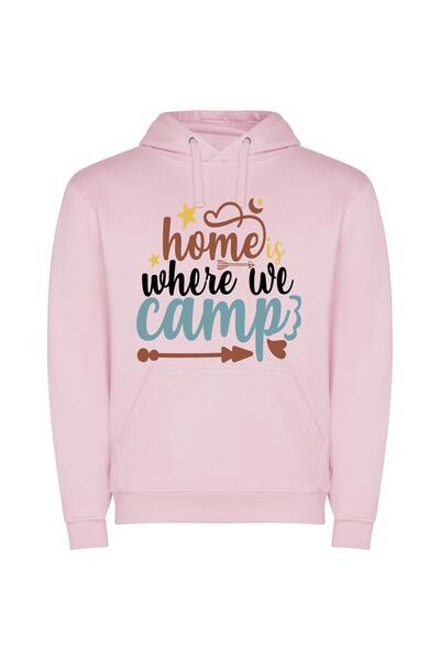 iLovePrints Camping: Home Away from Home Φούτερ με κουκούλα σε χρώμα Ροζ