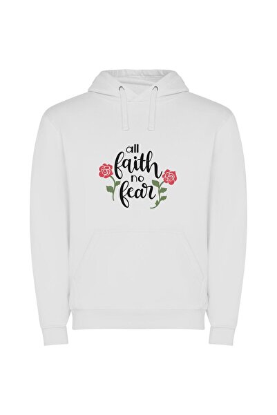 iLovePrints Rose of Fearless Faith Φούτερ με κουκούλα σε χρώμα Λευκό