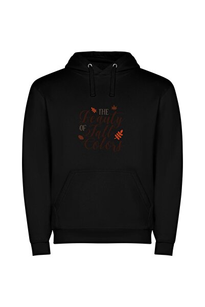 iLovePrints Colorful Fall Splendor Φούτερ με κουκούλα σε χρώμα Μαύρο