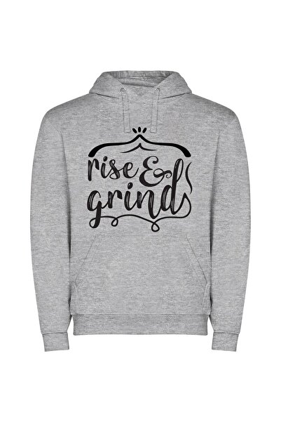 iLovePrints Grind & Rise: Aesthetically Chic Φούτερ με κουκούλα σε χρώμα Γκρι