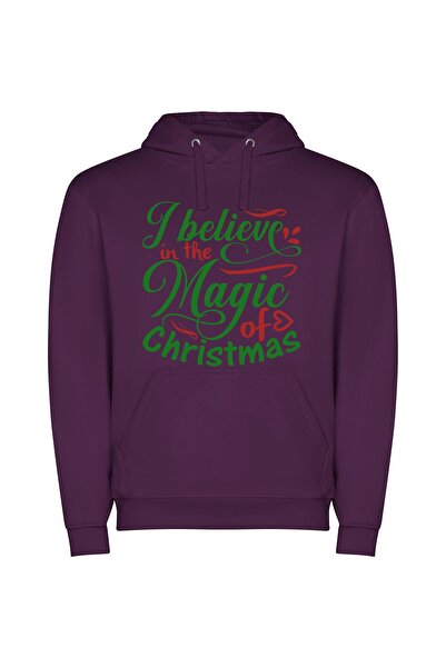 iLovePrints Merry Magical Christmas Wonderland Φούτερ με κουκούλα σε χρώμα Μωβ