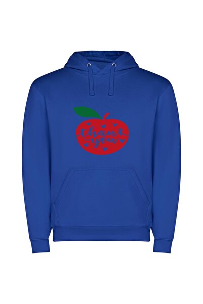 iLovePrints Grateful Apple Delight Φούτερ με κουκούλα σε χρώμα Μπλε