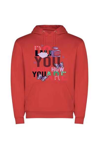 iLovePrints Know Yourself Fashionably Φούτερ με κουκούλα σε χρώμα Κόκκινο