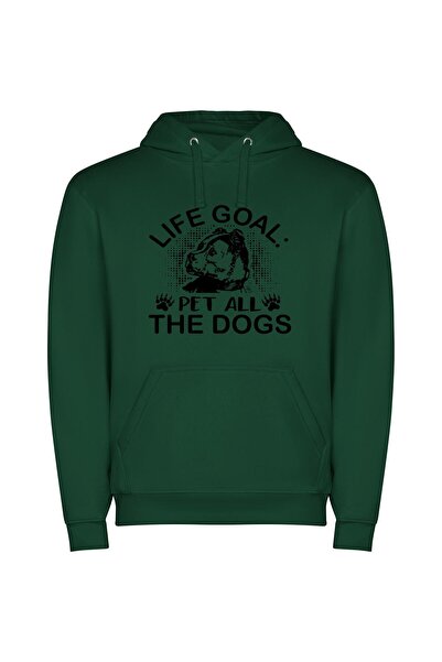 iLovePrints Dogs: The Life Goal Φούτερ με κουκούλα σε χρώμα Πράσινο