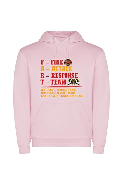 iLovePrints Flaming Response Team Shirt Φούτερ με κουκούλα σε χρώμα Ροζ