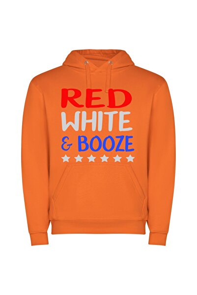 iLovePrints Colorful Booze Sign Φούτερ με κουκούλα σε χρώμα Πορτοκαλί