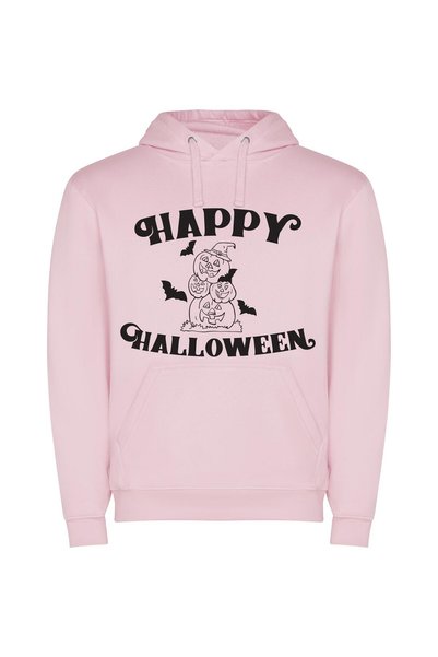 iLovePrints B&W Halloween Delight Φούτερ με κουκούλα σε χρώμα Ροζ
