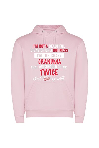 iLovePrints Grandma's Hot Double Trouble Φούτερ με κουκούλα σε χρώμα Ροζ
