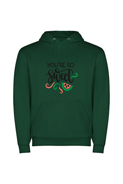 iLovePrints Sugar-coated Watermelon Delight Φούτερ με κουκούλα σε χρώμα Πράσινο