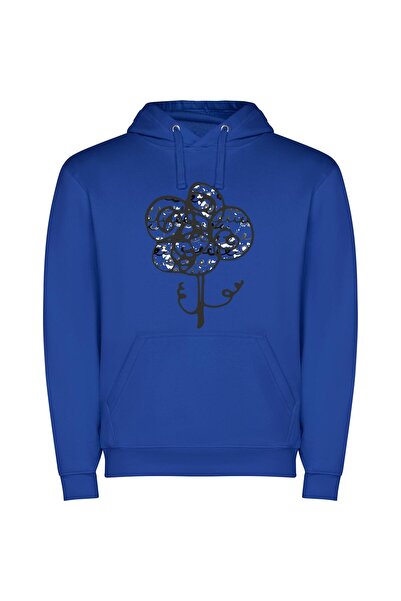 iLovePrints ''Elegant Floral Metal Sketch'' Φούτερ με κουκούλα σε χρώμα Μπλε