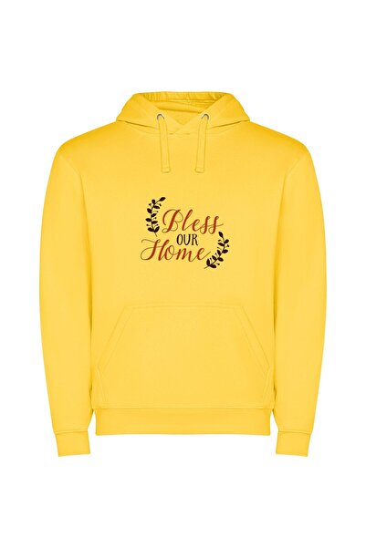 iLovePrints Blessed Home, Elegant Bliss Φούτερ με κουκούλα σε χρώμα Κίτρινο