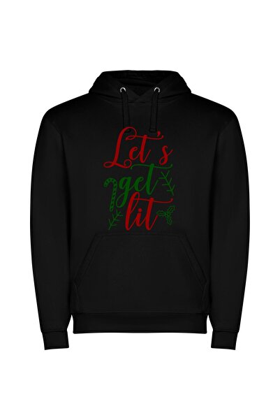 iLovePrints Colorful Chaos: Let's Get Lit Φούτερ με κουκούλα σε χρώμα Μαύρο