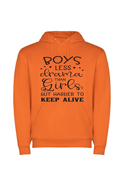 iLovePrints Drama & Survival: Boys Φούτερ με κουκούλα σε χρώμα Πορτοκαλί