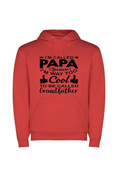 iLovePrints Papa: The Cool Grandfather Φούτερ με κουκούλα σε χρώμα Κόκκινο