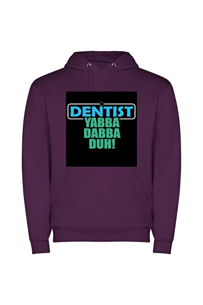 iLovePrints Colorful Dentist Sticker Madness Φούτερ με κουκούλα σε χρώμα Μωβ