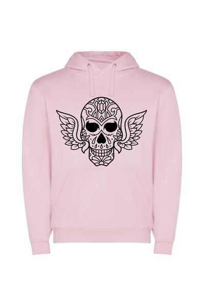 iLovePrints Phoenix Skull: Sacred Wings Φούτερ με κουκούλα σε χρώμα Ροζ