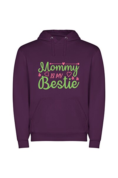 iLovePrints Mommies' Colorful Love Bond Φούτερ με κουκούλα σε χρώμα Μωβ