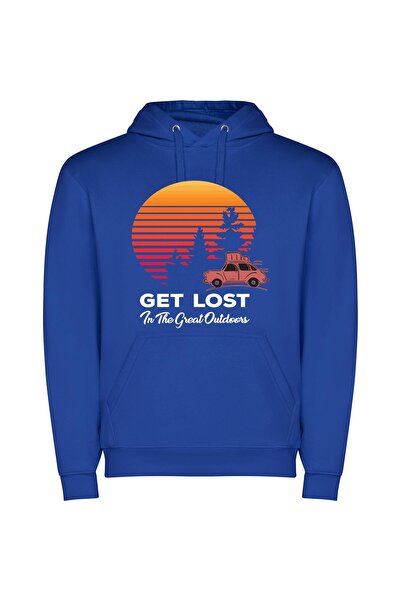 iLovePrints Lost Wild Wonder Φούτερ με κουκούλα σε χρώμα Μπλε