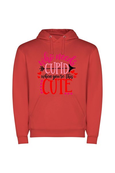 iLovePrints Lovely Adorable Cupid Cuties Φούτερ με κουκούλα σε χρώμα Κόκκινο
