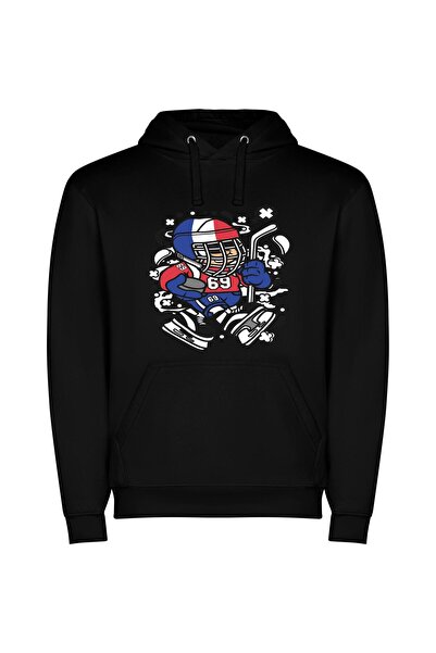 iLovePrints Mascot Marvel: Sports Icon Φούτερ με κουκούλα σε χρώμα Μαύρο