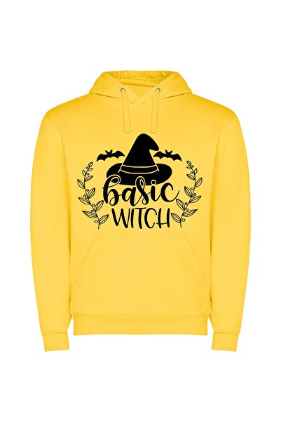 iLovePrints Witchy Chic Hat Collection Φούτερ με κουκούλα σε χρώμα Κίτρινο