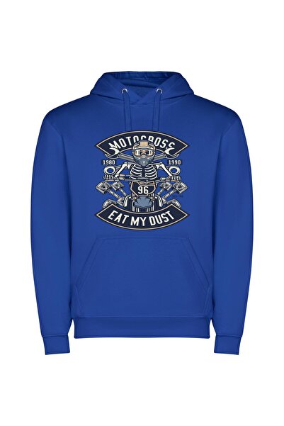 iLovePrints Skeleton Thunder Ride Φούτερ με κουκούλα σε χρώμα Μπλε