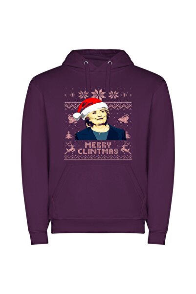 iLovePrints Santa Hat Glam: Clinton's Merry Edit Φούτερ με κουκούλα σε χρώμα Μωβ