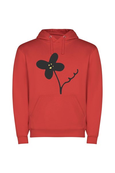 iLovePrints Pure Noir Blossom Φούτερ με κουκούλα σε χρώμα Κόκκινο