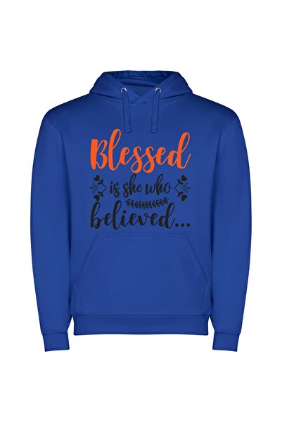 iLovePrints Blissful Delight: Divine Contrast Φούτερ με κουκούλα σε χρώμα Μπλε