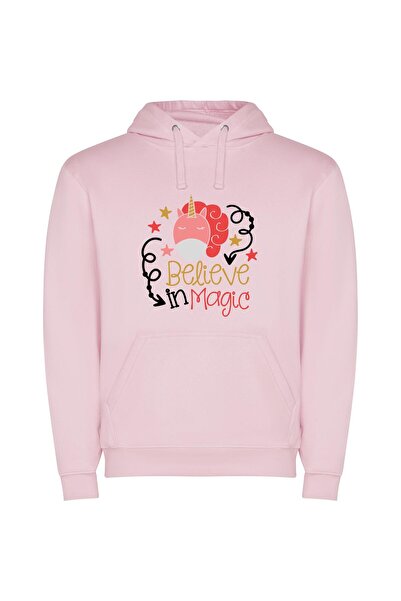 iLovePrints Magical Whimsical Unicorns Φούτερ με κουκούλα σε χρώμα Ροζ