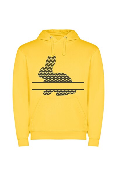 iLovePrints Majestic Rabbit Silhouette Φούτερ με κουκούλα σε χρώμα Κίτρινο