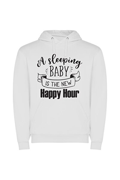 iLovePrints Blissful Slumber: New Happy Φούτερ με κουκούλα σε χρώμα Λευκό